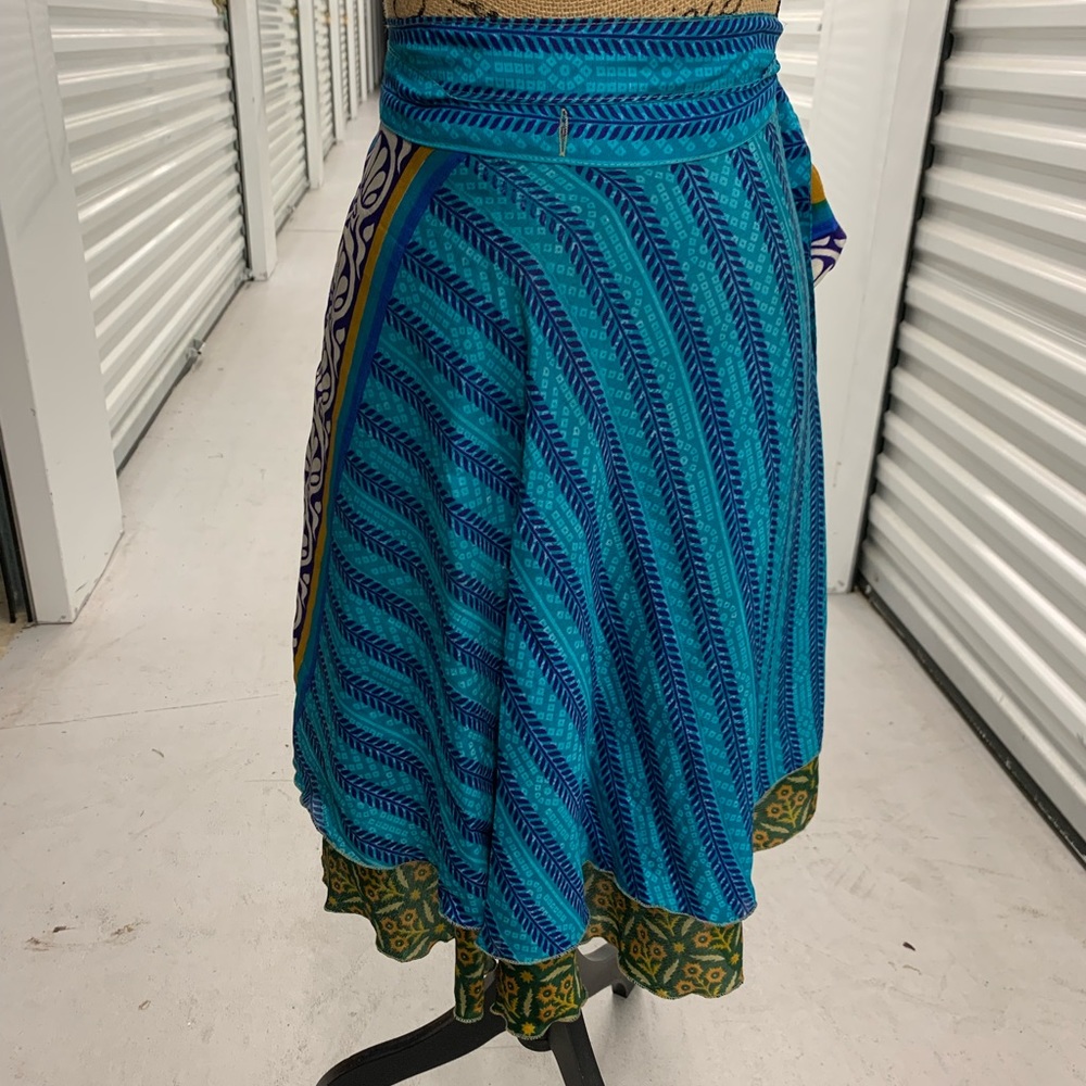 Grow With Me Silk Wrap Skirt Upcycled Sarees Fits Toddler-Girls 8/10